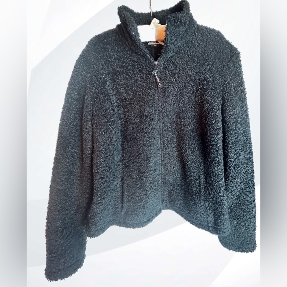 Cozy Black Teddy Bear Fleece Jacket by Avalanche Size XL